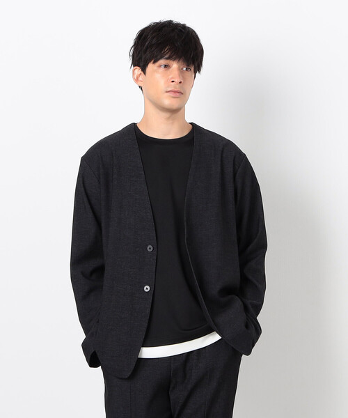 COMME CA ISM(コムサイズム)の「【セットアップ対応】デニムライクジャージー ノーカラージャケット(ノーカラージャケット・メンズ・ブラック/ネイビー・SMALL/MEDIUM/LARGE)」の6枚目の写真