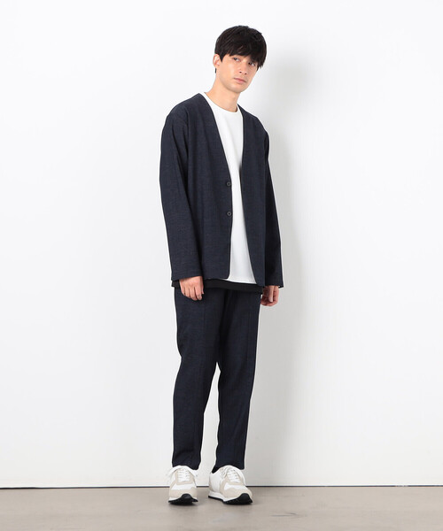 COMME CA ISM(コムサイズム)の「【セットアップ対応】デニムライクジャージー ノーカラージャケット(ノーカラージャケット・メンズ・ブラック/ネイビー・SMALL/MEDIUM/LARGE)」の8枚目の写真
