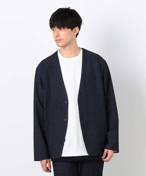COMME CA ISM(コムサイズム)の「【セットアップ対応】デニムライクジャージー ノーカラージャケット(ノーカラージャケット・メンズ・ブラック/ネイビー・SMALL/MEDIUM/LARGE)」の10枚目の写真