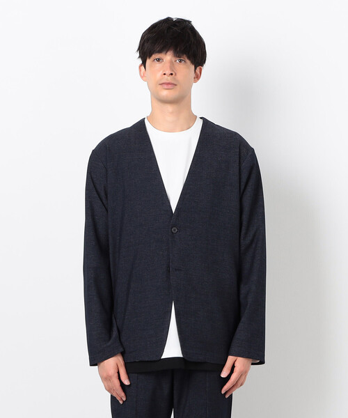 COMME CA ISM(コムサイズム)の「【セットアップ対応】デニムライクジャージー ノーカラージャケット(ノーカラージャケット・メンズ・ブラック/ネイビー・SMALL/MEDIUM/LARGE)」の11枚目の写真