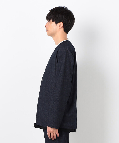 COMME CA ISM(コムサイズム)の「【セットアップ対応】デニムライクジャージー ノーカラージャケット(ノーカラージャケット・メンズ・ブラック/ネイビー・SMALL/MEDIUM/LARGE)」の12枚目の写真