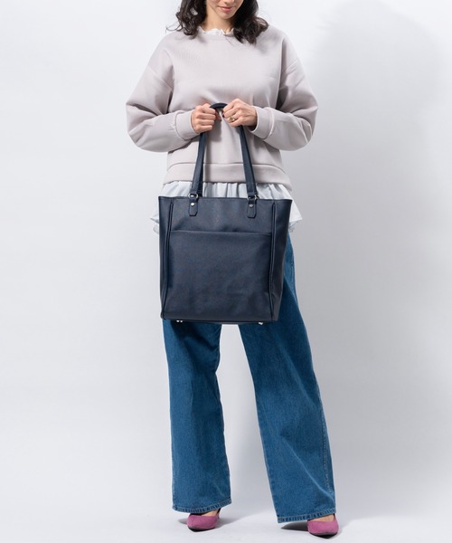 MURA（ムラ）の「PU(サフィアーノ調) 2way リュックベルト付き トートバッグ（トートバッグ・レディース・ブラック/ネイビー/ベージュ・FREE）」の8枚目の写真