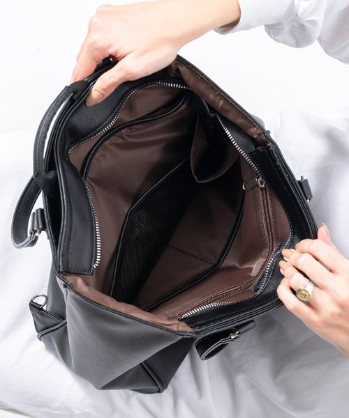 MURA（ムラ）の「PU(サフィアーノ調) 2way リュックベルト付き トートバッグ（トートバッグ・レディース・ブラック/ネイビー/ベージュ・FREE）」の20枚目の写真