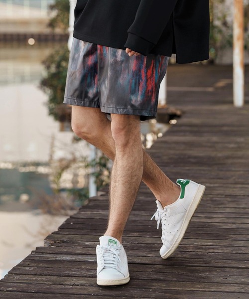 mp13257-Coating Like Graphic short Pants ショートパンツ