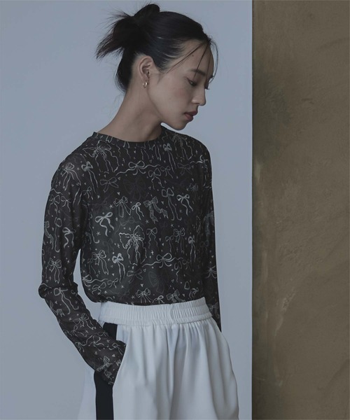 miette(ミエット)の「プリントチュールクルーネックトップス(Tシャツ/カットソー・レディース・ホワイト系その他/ネイビー/ブラック系その他/ブラウン/アイボリー・FREE)」の11枚目の写真