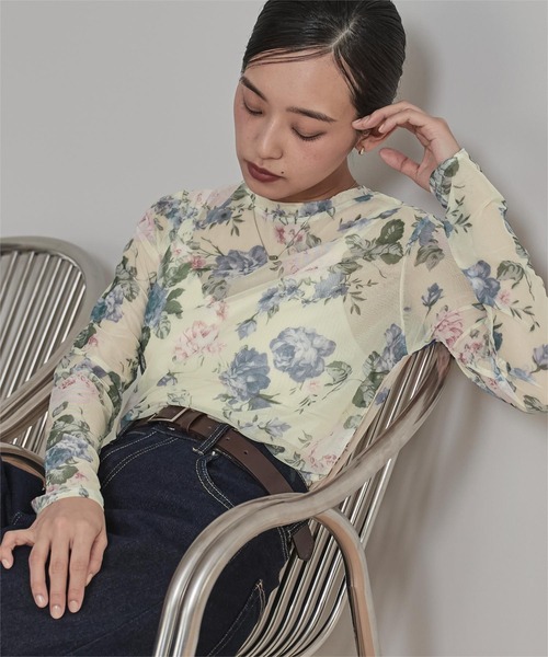 miette(ミエット)の「プリントチュールクルーネックトップス(Tシャツ/カットソー・レディース・ホワイト系その他/ネイビー/ブラック系その他/ブラウン/アイボリー・FREE)」の21枚目の写真
