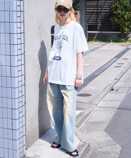 POLO BCS（ポロ ビーシーエス）の「【POLO BCS】ZOZO限定商品 One point POLO cat tee ワンポイントポロカレッジキャットTee / ネコプリント（Tシャツ/カットソー・レディース・ピンク/ネイビー/ブラック/ホワイト/グリーン・S/XS/XL/L/M）」の22枚目の写真