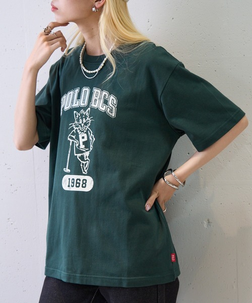 POLO BCS（ポロ ビーシーエス）の「【POLO BCS】ZOZO限定商品 One point POLO cat tee ワンポイントポロカレッジキャットTee / ネコプリント（Tシャツ/カットソー・レディース・ピンク/ネイビー/ブラック/ホワイト/グリーン・S/XS/XL/L/M）」の16枚目の写真