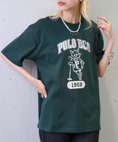 POLO BCS（ポロ ビーシーエス）の「【POLO BCS】ZOZO限定商品 One point POLO cat tee ワンポイントポロカレッジキャットTee / ネコプリント（Tシャツ/カットソー・レディース・ピンク/ネイビー/ブラック/ホワイト/グリーン・S/XS/XL/L/M）」の15枚目の写真