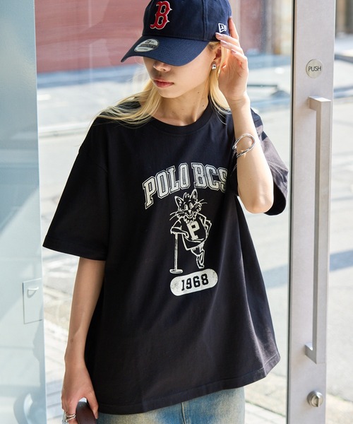 POLO BCS（ポロ ビーシーエス）の「【POLO BCS】ZOZO限定商品 One point POLO cat tee ワンポイントポロカレッジキャットTee / ネコプリント（Tシャツ/カットソー・レディース・ピンク/ネイビー/ブラック/ホワイト/グリーン・S/XS/XL/L/M）」の20枚目の写真