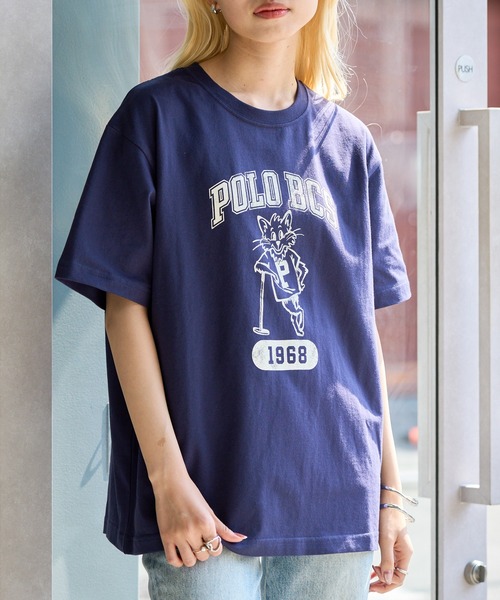 POLO BCS（ポロ ビーシーエス）の「【POLO BCS】ZOZO限定商品 One point POLO cat tee ワンポイントポロカレッジキャットTee / ネコプリント（Tシャツ/カットソー・レディース・ピンク/ネイビー/ブラック/ホワイト/グリーン・S/XS/XL/L/M）」の11枚目の写真