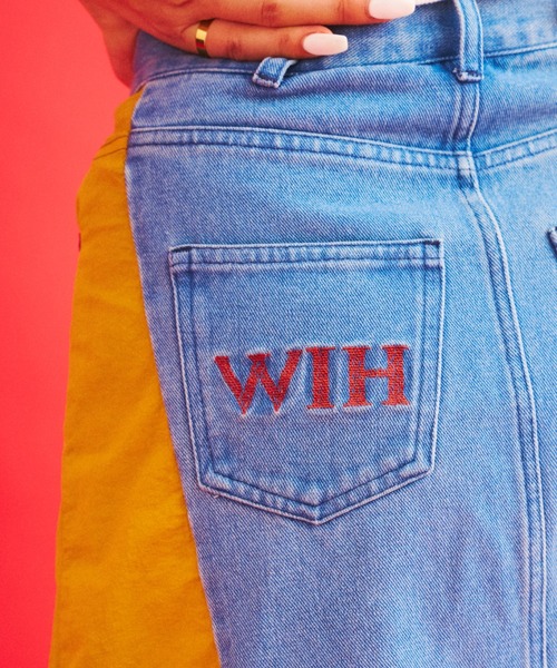 What Is Heart(ワットイズハート)の「denim docking balloon skirt - デニムドッキングバルーンスカート -(スカート・レディース・ブルー/ブラック・MEDIUM/SMALL)」の14枚目の写真