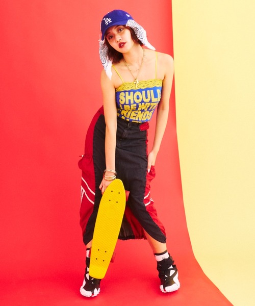 What Is Heart(ワットイズハート)の「denim docking balloon skirt - デニムドッキングバルーンスカート -(スカート・レディース・ブルー/ブラック・MEDIUM/SMALL)」の8枚目の写真