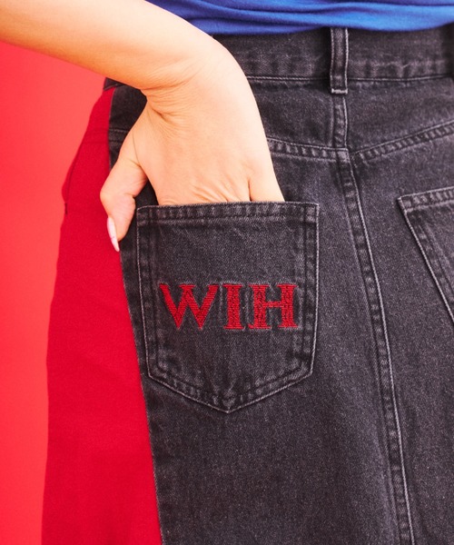 What Is Heart(ワットイズハート)の「denim docking balloon skirt - デニムドッキングバルーンスカート -(スカート・レディース・ブルー/ブラック・MEDIUM/SMALL)」の7枚目の写真