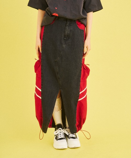 What Is Heart(ワットイズハート)の「denim docking balloon skirt - デニムドッキングバルーンスカート -(スカート・レディース・ブルー/ブラック・MEDIUM/SMALL)」の20枚目の写真