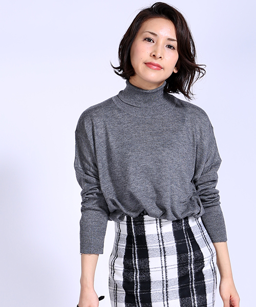 FREAK'S STORE（フリークスストア）の「ハイゲージタートルチュニック（ニット/セーター・レディース・ブラック/オフホワイト/グレー・ﾌﾘ-）」の3枚目の写真