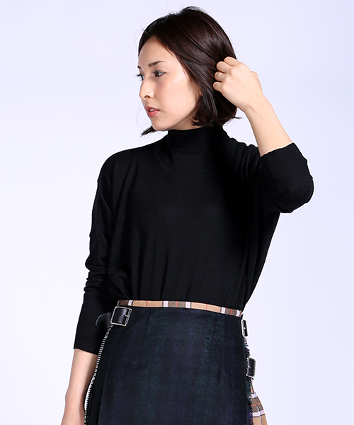 FREAK'S STORE（フリークスストア）の「ハイゲージタートルチュニック（ニット/セーター・レディース・ブラック/オフホワイト/グレー・ﾌﾘ-）」の2枚目の写真