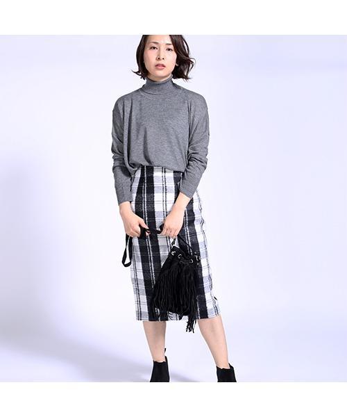 FREAK'S STORE（フリークスストア）の「ハイゲージタートルチュニック（ニット/セーター・レディース・ブラック/オフホワイト/グレー・ﾌﾘ-）」の7枚目の写真