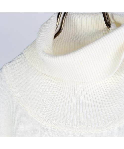 FREAK'S STORE（フリークスストア）の「ハイゲージタートルチュニック（ニット/セーター・レディース・ブラック/オフホワイト/グレー・ﾌﾘ-）」の9枚目の写真