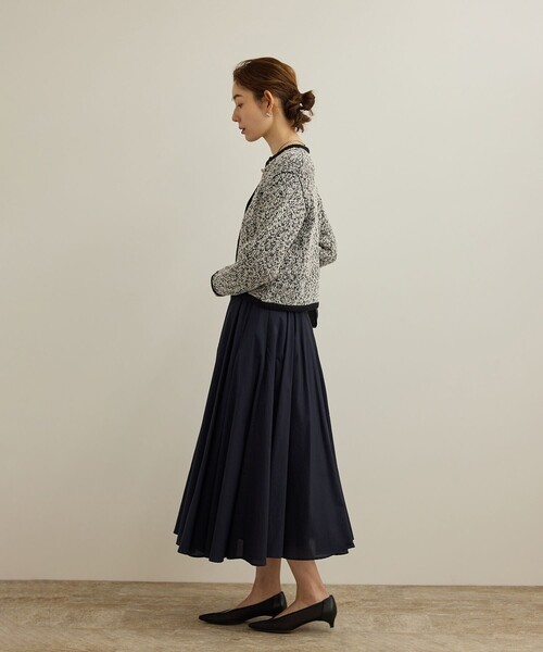 セール】スパンコールミックスノーカラーニットジャケット/洗える