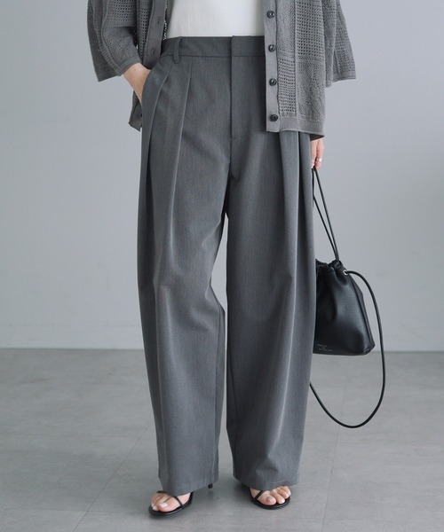 PUAL CE CIN(ピュアルセシン)の「【WEB限定】2タックスラックスパンツ(スラックス・レディース・ブラック/グレー・FREE)」の2枚目の写真