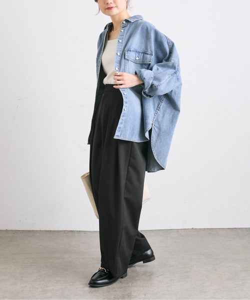 PUAL CE CIN(ピュアルセシン)の「【WEB限定】2タックスラックスパンツ(スラックス・レディース・ブラック/グレー・FREE)」の15枚目の写真