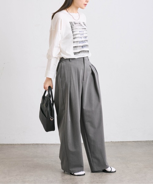 PUAL CE CIN(ピュアルセシン)の「【WEB限定】2タックスラックスパンツ(スラックス・レディース・ブラック/グレー・FREE)」の10枚目の写真