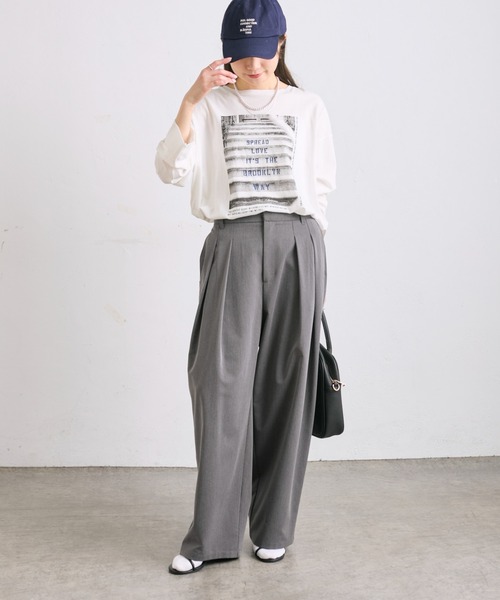 PUAL CE CIN(ピュアルセシン)の「【WEB限定】2タックスラックスパンツ(スラックス・レディース・ブラック/グレー・FREE)」の8枚目の写真