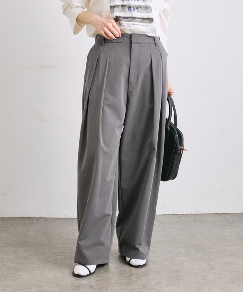 PUAL CE CIN(ピュアルセシン)の「【WEB限定】2タックスラックスパンツ(スラックス・レディース・ブラック/グレー・FREE)」の3枚目の写真