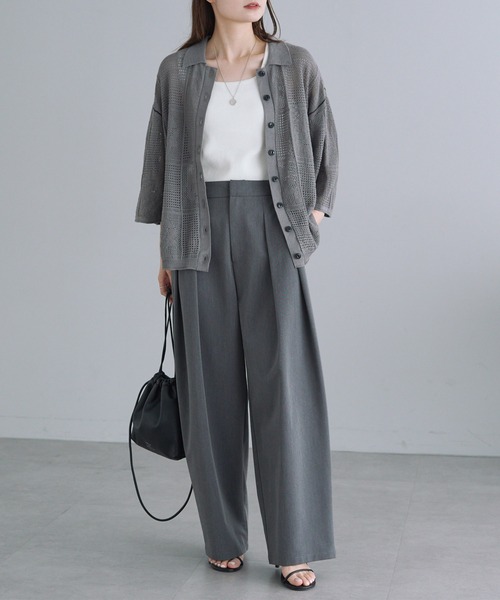 PUAL CE CIN(ピュアルセシン)の「【WEB限定】2タックスラックスパンツ(スラックス・レディース・ブラック/グレー・FREE)」の4枚目の写真