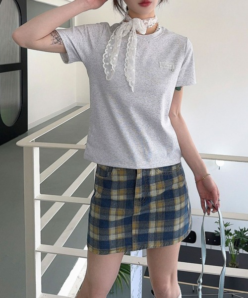 LAC-VERT(ラック・ヴェール)の「レース刺繍T(レースタイセット)(Tシャツ/カットソー・レディース・ブラック/グレー/アイボリー/ホワイト/オートミール・FREE)」の11枚目の写真