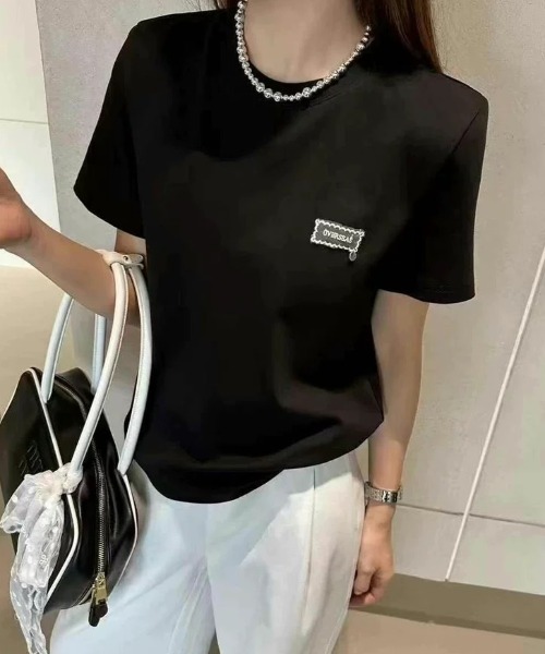 LAC-VERT(ラック・ヴェール)の「レース刺繍T(レースタイセット)(Tシャツ/カットソー・レディース・ブラック/グレー/アイボリー/ホワイト/オートミール・FREE)」の16枚目の写真