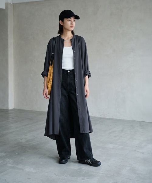 STYLE DELI(スタイルデリ)の「【BLK001】フレアシャツワンピース(ワンピース・レディース・グレー/ブルー・FREE)」の2枚目の写真