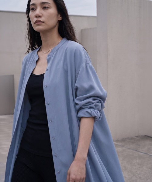 STYLE DELI(スタイルデリ)の「【BLK001】フレアシャツワンピース(ワンピース・レディース・グレー/ブルー・FREE)」の8枚目の写真