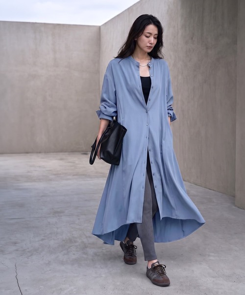 STYLE DELI(スタイルデリ)の「【BLK001】フレアシャツワンピース(ワンピース・レディース・グレー/ブルー・FREE)」の13枚目の写真