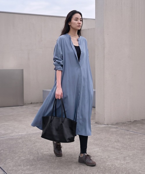 STYLE DELI(スタイルデリ)の「【BLK001】フレアシャツワンピース(ワンピース・レディース・グレー/ブルー・FREE)」の14枚目の写真