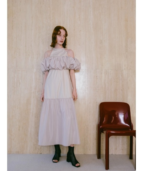   モックネック ティアード ワンピース ドレス Halter Neck Tiered Dress/ホルターネックティアードドレス