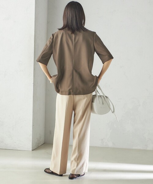 SHIPS（シップス）の「〈手洗い可能〉ダブル 半袖 ジャケット（テーラードジャケット・レディース・ネイビー/カーキ・36/38）」の6枚目の写真