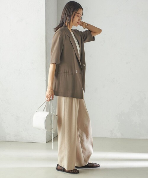 SHIPS（シップス）の「〈手洗い可能〉ダブル 半袖 ジャケット（テーラードジャケット・レディース・ネイビー/カーキ・36/38）」の7枚目の写真