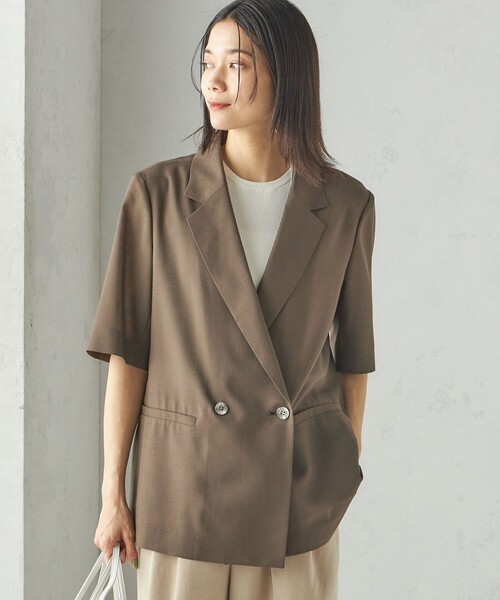 SHIPS（シップス）の「〈手洗い可能〉ダブル 半袖 ジャケット（テーラードジャケット・レディース・ネイビー/カーキ・36/38）」の16枚目の写真