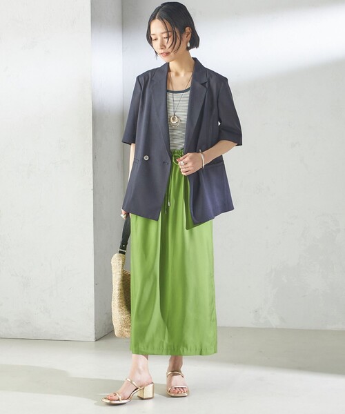 SHIPS（シップス）の「〈手洗い可能〉ダブル 半袖 ジャケット（テーラードジャケット・レディース・ネイビー/カーキ・36/38）」の17枚目の写真