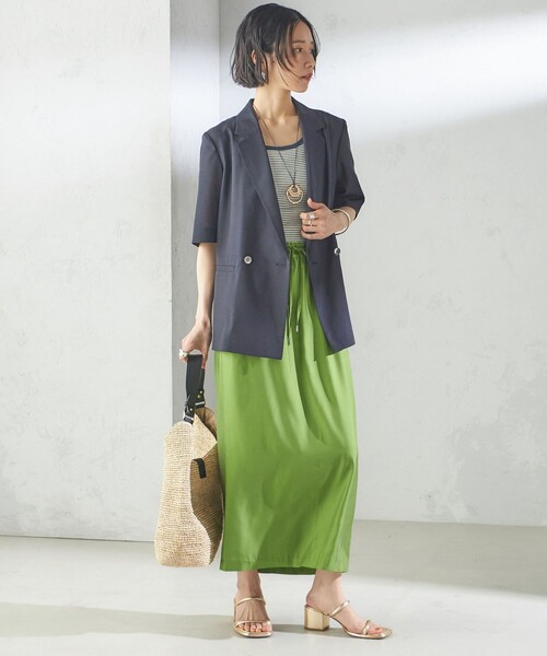 SHIPS（シップス）の「〈手洗い可能〉ダブル 半袖 ジャケット（テーラードジャケット・レディース・ネイビー/カーキ・36/38）」の21枚目の写真