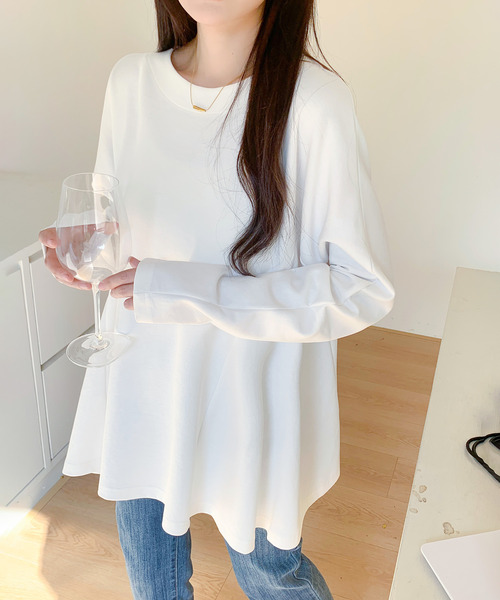 by LEGNA(バイレグナ)の「こなれフレアカットソー(Tシャツ/カットソー・レディース・モカ/杢グレー/チャコール/ホワイト/ブラック・FREE)」の8枚目の写真