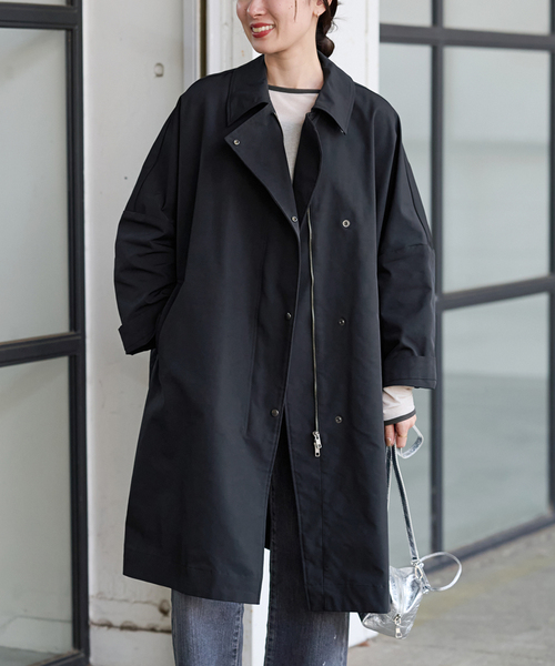 FRAMeWORK(フレームワーク)の「≪WEB限定追加≫撥水ポンチョトレンチコート3(ポンチョ・レディース・ブラック/ベージュ・36)」の9枚目の写真