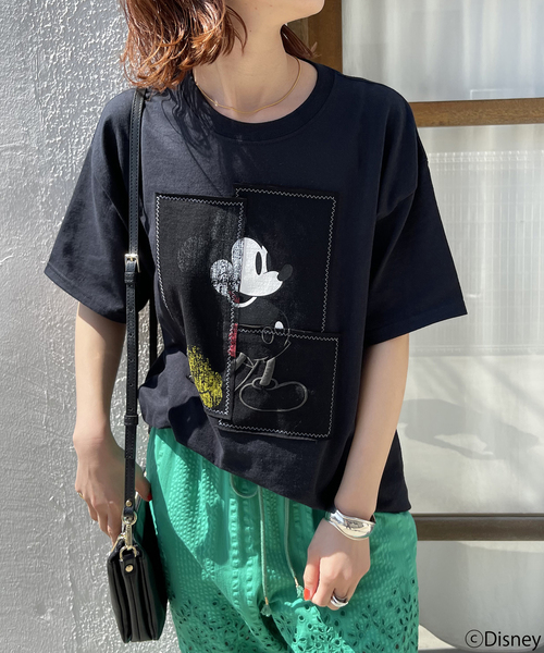 Spick & Span(スピックアンドスパン)の「《追加》WIFFLE / ウィッフル MICKYパッチワークTee(Tシャツ/カットソー・レディース・グレー/ブラック/ホワイト・FREE)」の2枚目の写真