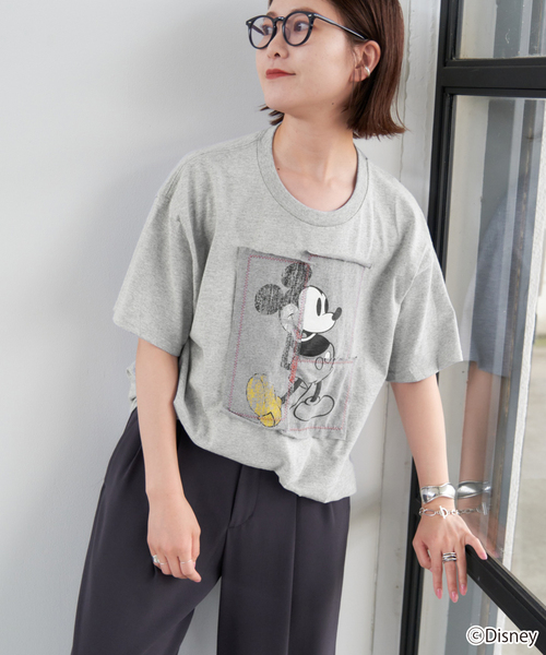 Spick & Span(スピックアンドスパン)の「《追加》WIFFLE / ウィッフル MICKYパッチワークTee(Tシャツ/カットソー・レディース・グレー/ブラック/ホワイト・FREE)」の6枚目の写真