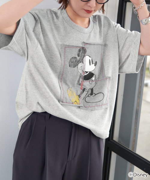 Spick & Span(スピックアンドスパン)の「《追加》WIFFLE / ウィッフル MICKYパッチワークTee(Tシャツ/カットソー・レディース・グレー/ブラック/ホワイト・FREE)」の7枚目の写真