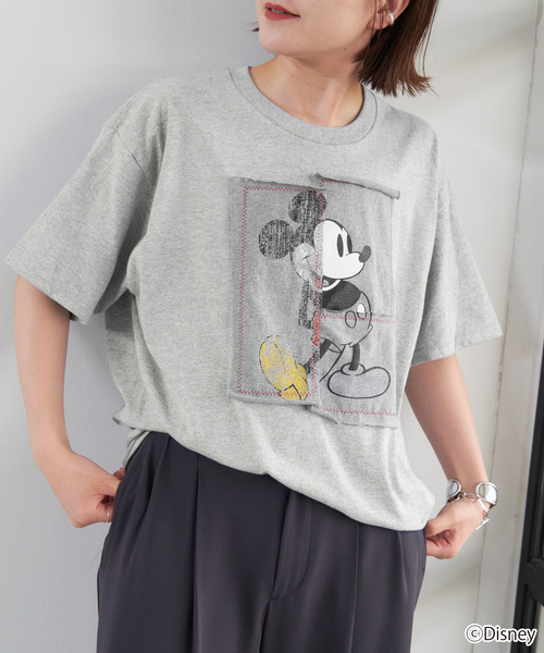 Spick & Span(スピックアンドスパン)の「《追加》WIFFLE / ウィッフル MICKYパッチワークTee(Tシャツ/カットソー・レディース・グレー/ブラック/ホワイト・FREE)」の8枚目の写真