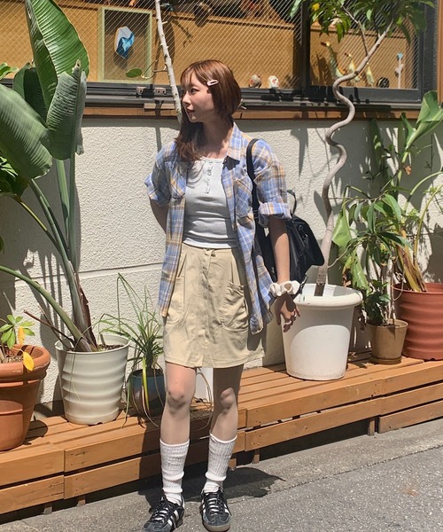 Teem Store（チームストア）の「【インパン付き】ウエストドロスト ナイロンミニスカート（スカート・レディース・カーキ/ベージュ/グレー/ホワイト/ブラック・M/L）」の12枚目の写真