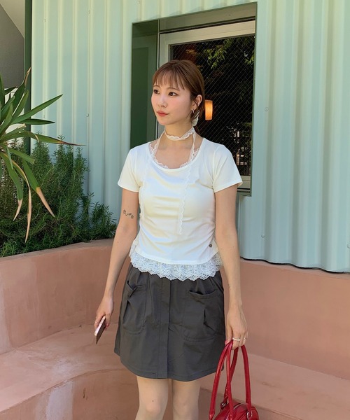 Teem Store（チームストア）の「【インパン付き】ウエストドロスト ナイロンミニスカート（スカート・レディース・カーキ/ベージュ/グレー/ホワイト/ブラック・M/L）」の7枚目の写真